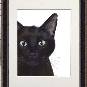 Schwarze Katze Portrait Katze Art Print - Gus - Schwarze Katze Wand Kunst Katze Wand-Dekor Katzenmalerei Geschenk für Katzenliebhaber Geschenk schwarze Katze Poster