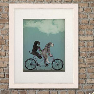 Schnauzer art -Schnauzer on tandem - Schnauzer wall art Schnauzer love Schnauzer dog gift Schnauzer decor bicycle print Wall decor dog art