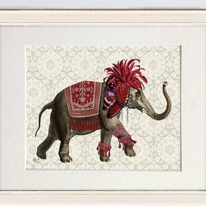 Elephant poster - Niraj Elephant Red - Elephant art Elephant canvas Indian elephant Large animal art Boho beautiful Rustic boho decor