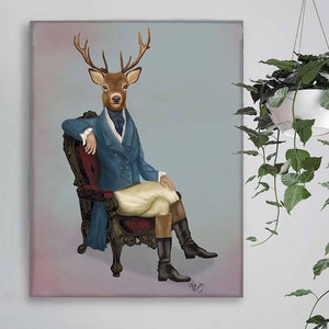 Large animal art wall art on Canvas Wall Art - The Distinguished Deer - deer art decor Deer print art Deer canvas print Deer canvas art