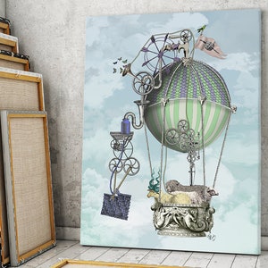 Hot Air Balloon print Knitting Machine yarn gift for knitter unique gift anniversary gifts mum gift knitting lover love knitting balloon art