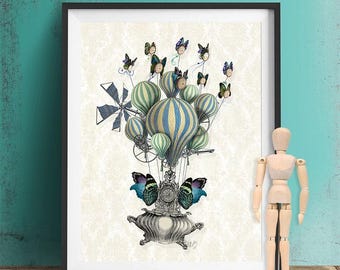 Buttterfly Print Steampunk art Flutter Time - Steampunk Watch Print Steampunk Decor Steampunk wall art butterfly gifts butterfly poster