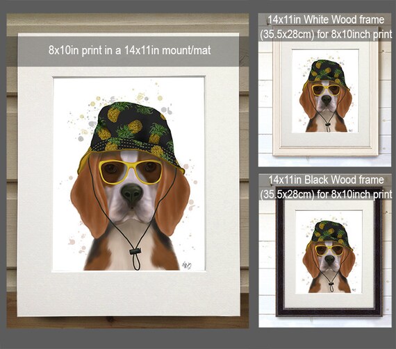 Bunny and Beagle at the Ice cream parlor art print 8x10 art artist print