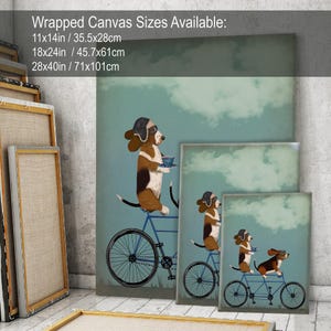 Stampa artistica di bicicletta tandem Basset Hound, divertente decorazione per cani ciclisti immagine 7