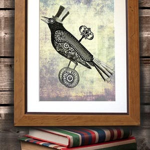 Steampunk Krähe Zylinder Kunstdruck Illustration Poster Wand Dekor Wand Kunst Wandbehang Rabe Krähe