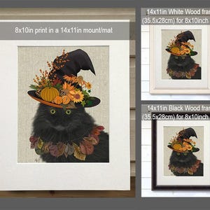 Retrato de Gato Preto com Chapéu de Outono – Decoração de Halloween, Pôster em Tela Artística imagem 2