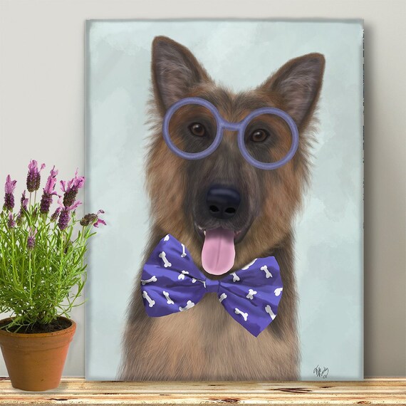 Nerd Room Decor German Shepherd Glasses And Bowtie Gsd Dog Etsy