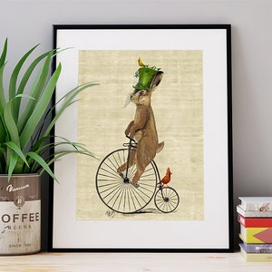 Alice in Wonderland Decor Mad March Hare on Penny Farthing- alice in wonderland tea party alice in wonderland print wonderland gift nursery