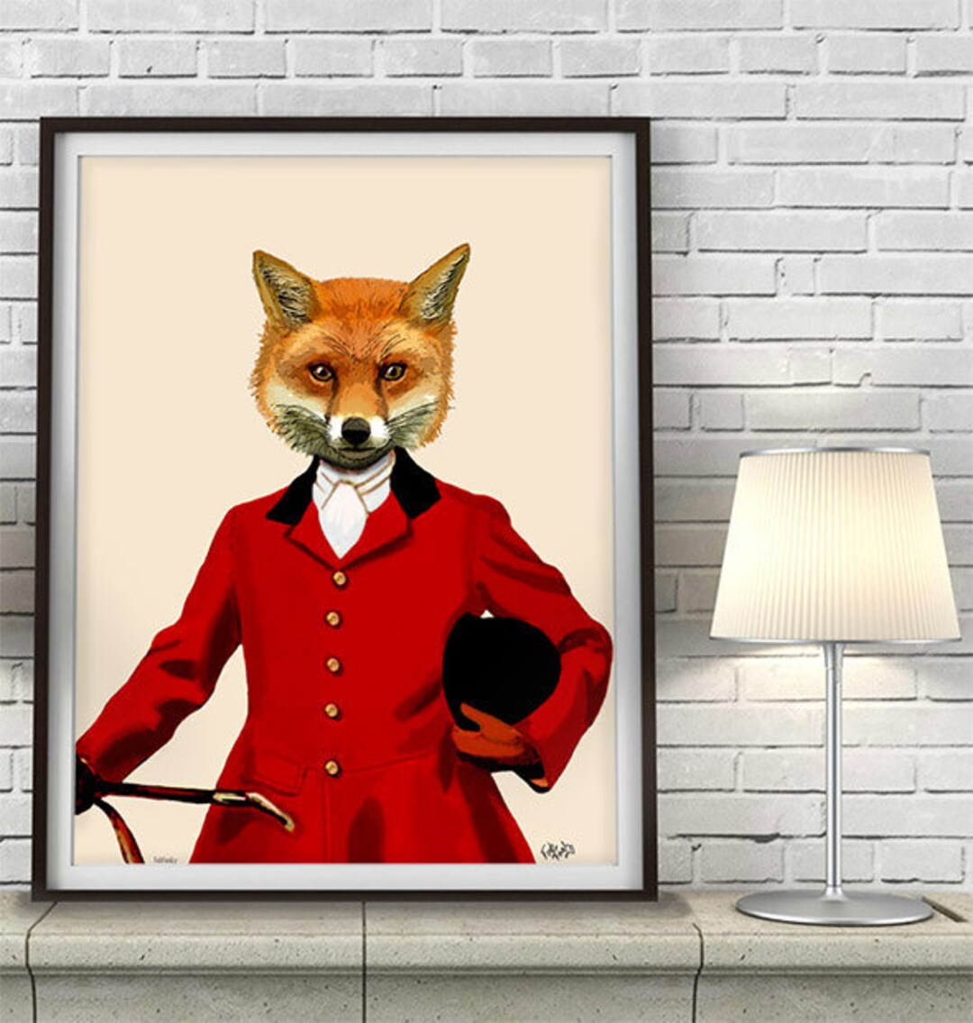 Fox Art Fox Hunter 2 Portrait Art Poster Original Illustration - Etsy
