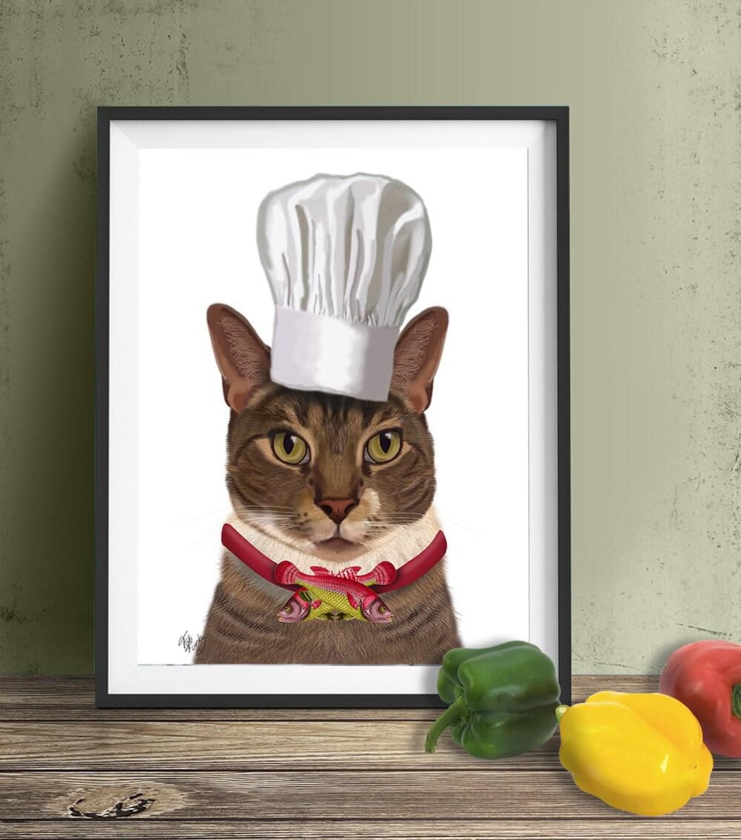 black cat chef art print: boho kitchen cooking poster... Kitchen Print - Cat Chef - Kitchen Art Kitchen Decor Gift for Chef Gift ...
