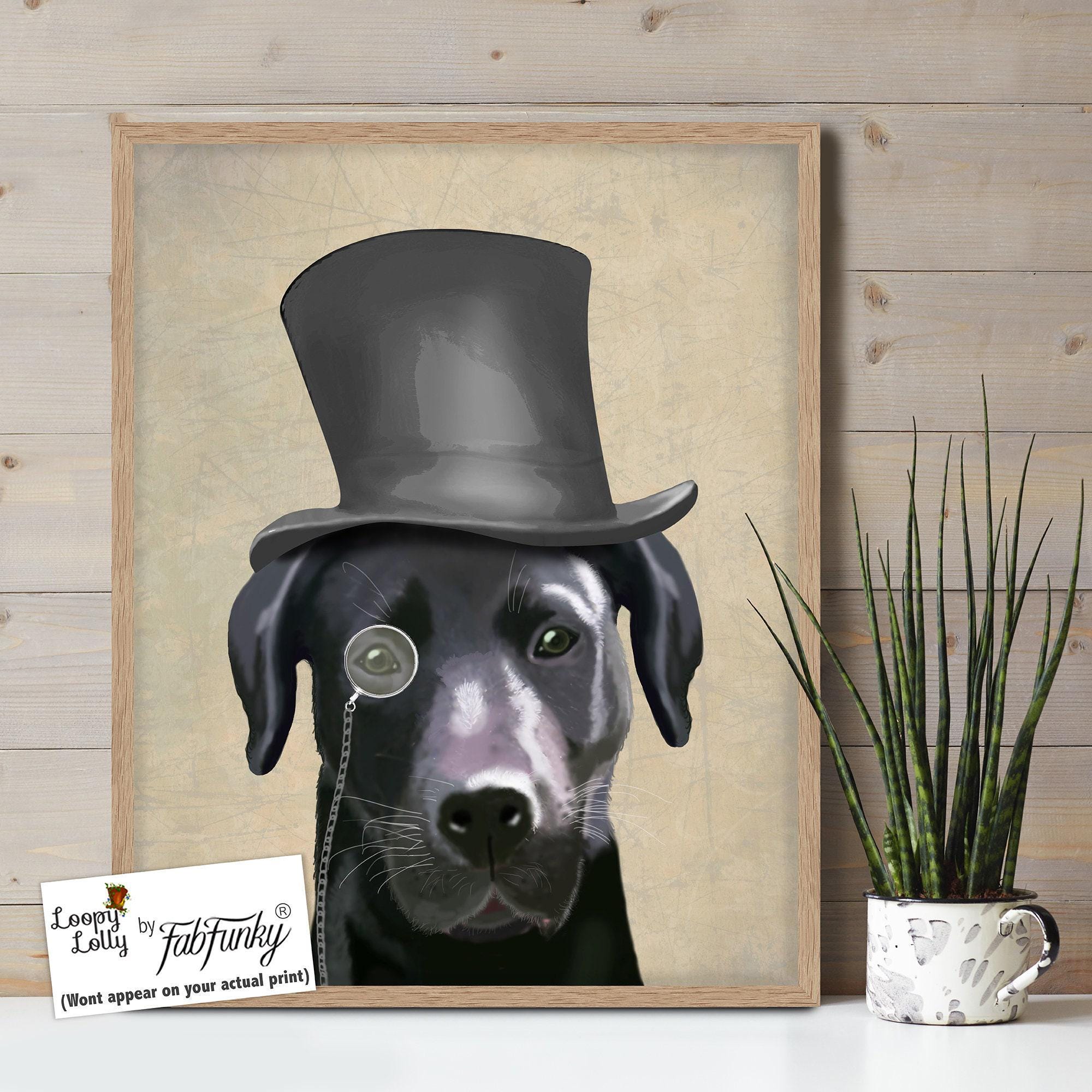 Labrador Black gift Classy dog monocle Black lab mom Black lab owner labrador print Black lab gift labrador art print labrador retriever