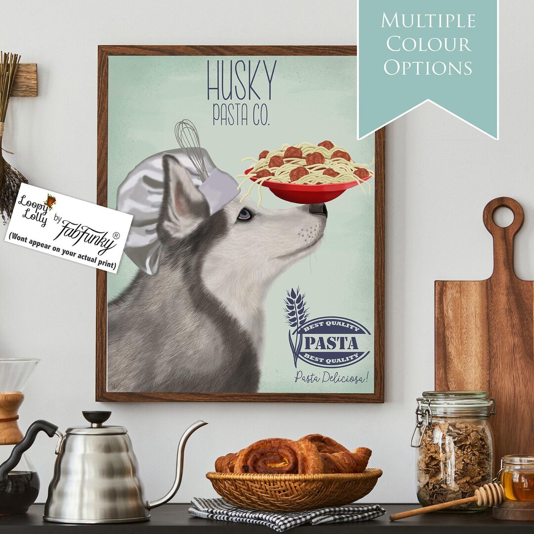 Husky Spaghetti Siberian Husky Art Print, Funny Dog Wall Art With Spaghetti Pasta - Etsy UK