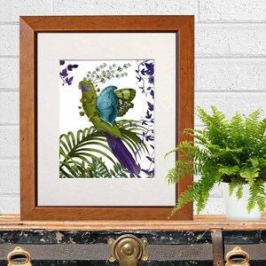 Papagei Druck - Fantasy Papagei 1 - Papagei Gemälde Vogel Druck Vogel Dekor tropische Vogel Kunst tropisches Wandbild tropisches Dekor tropisches Bild