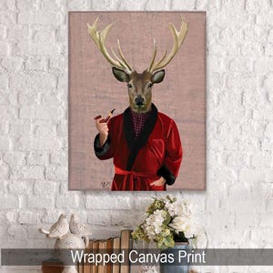 Deer in Smoking Jacket Deer Poster Deer Print stag print stag decor deer Illustration Wall Decor Wall hanging Wall Art gift for men him image 4