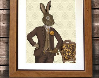 Dapper Hare Art Print – Country Home Decor