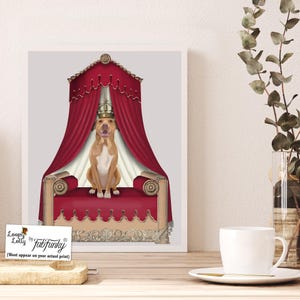 Pit Bull Print - Pit Pull On Red Throne - PitBull art print pit bull portrait dog king gift for pit bull lover pittie owner gift dog crown