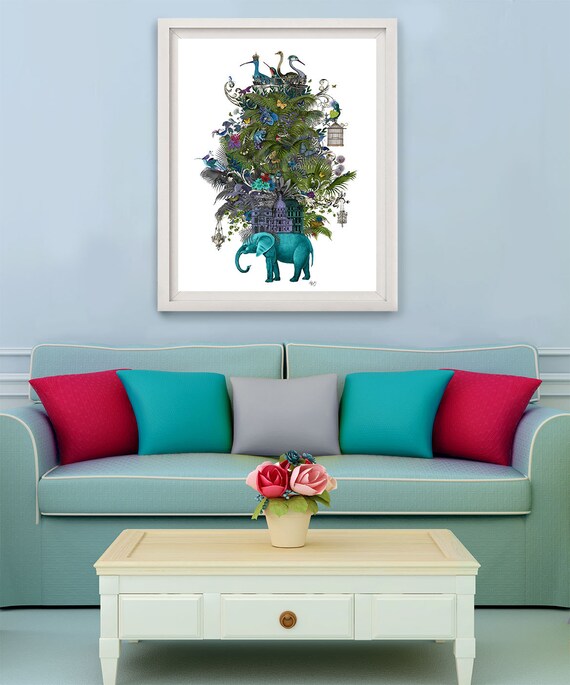 Elephant Print The Birdcage Elephant Decor Elephant Art Elephant Gift Jungle Nursery Decor Living Room Decor Dining Room Decor Unique Art