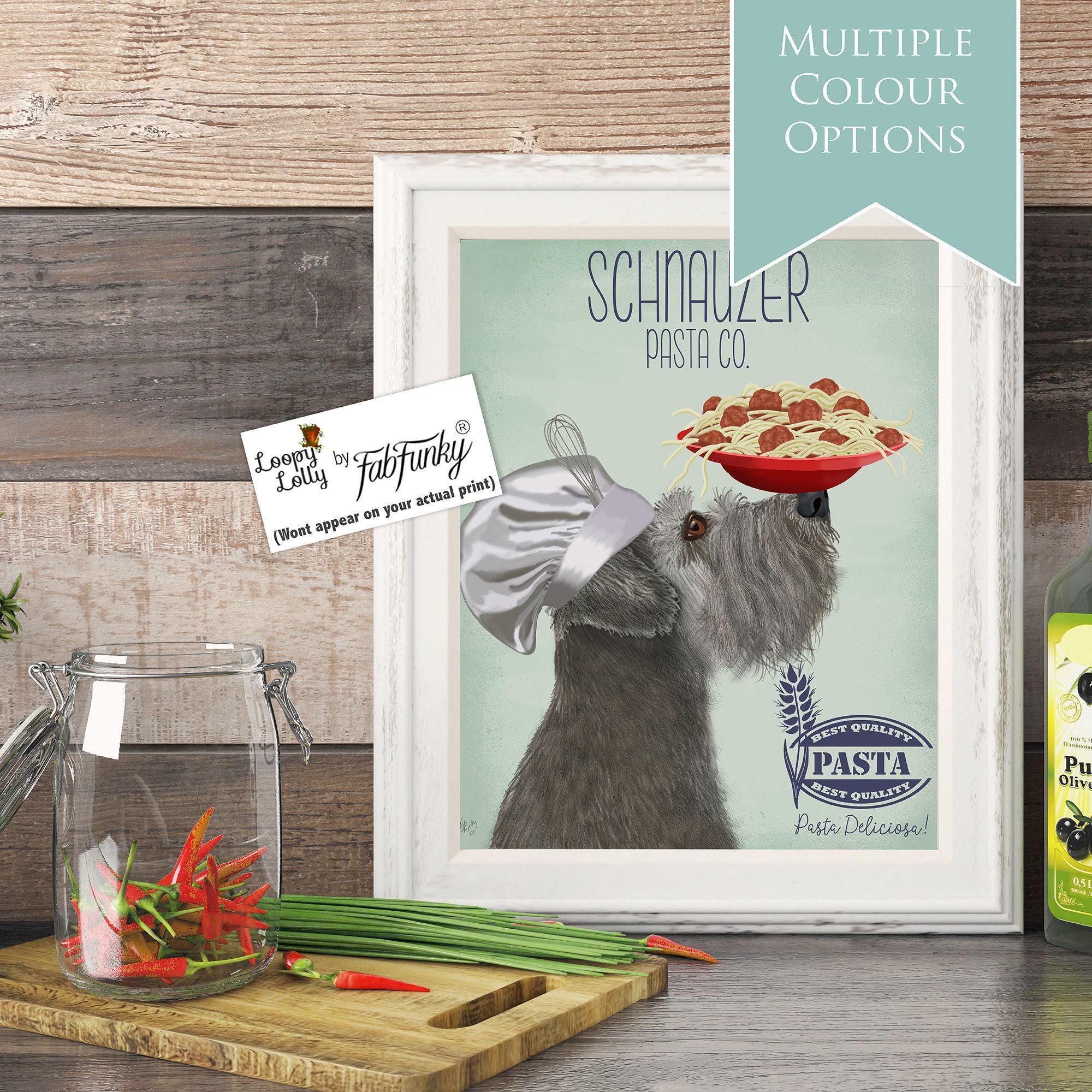 Grey Miniature Schnauzer Art Print, Funny Dog Wall Art With