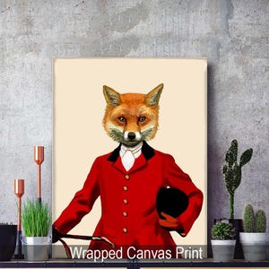 Fox Hunt Art Print, Vintage Style Woodland Animal Decor image 6