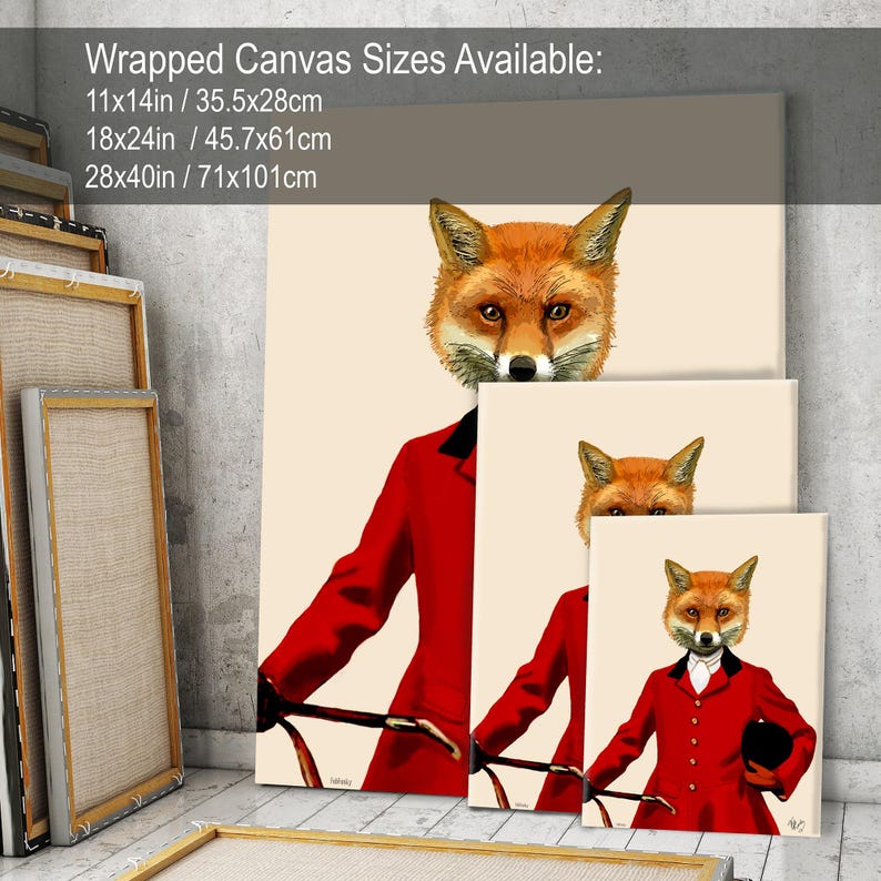 Fox Hunt Art Print, Vintage Style Woodland Animal Decor image 7