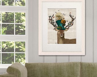 The Mad Hatter  Alice in wonderland Print birthday gift for mom anniversary gift Nursery art kids room decor Woodland Critter Art deer print