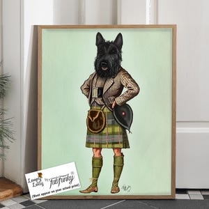 Scottie Dog Kilt  scottish terrier, art print picture painting dog graphic illustration art picture poster drawing dog gift dog lover