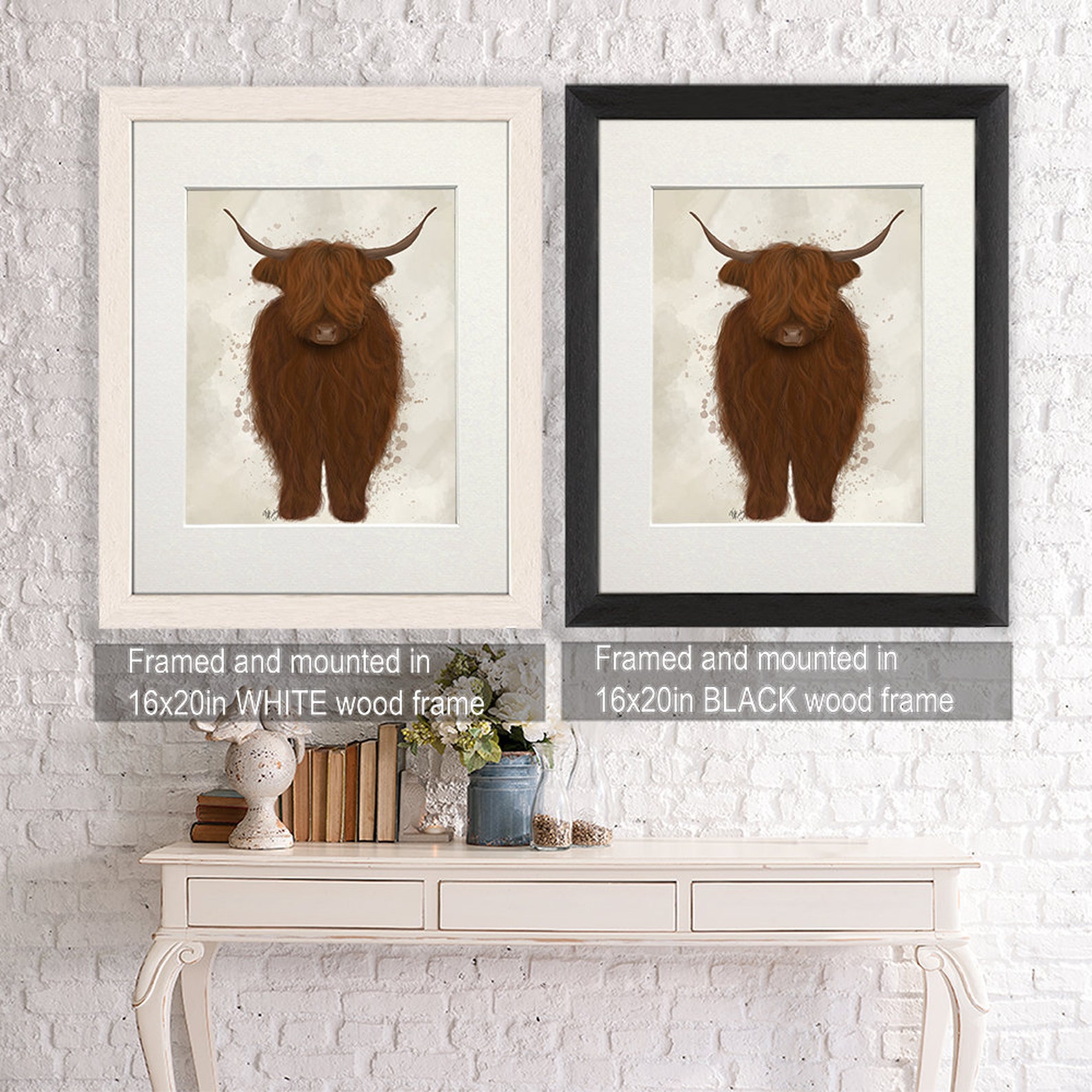 Living Room Decor Highland Cow 3 Full Living Room Wall Art Etsy