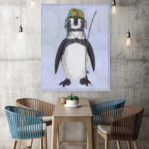 Fisherman gift - Penguin fishing Fishing gift Fishing decor Gift for fisherman Gift for dad Funny fishing sign Penguin print Penguin poster