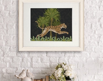 Leopard Giclée Art Print, Jungle Animal, Tropical Wall Art