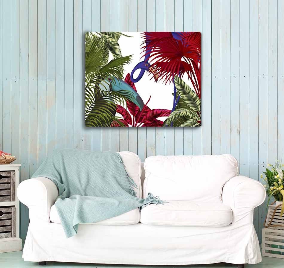 Tropical Print Flamingo and Toucan Print Tropical Wall Art | Etsy