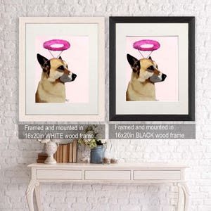 Dog Pink Halo Art Print Acrylic Painting Giclee Mixed Media, Animal Painting Wall Art Wall Decor Wall Hanging image 3