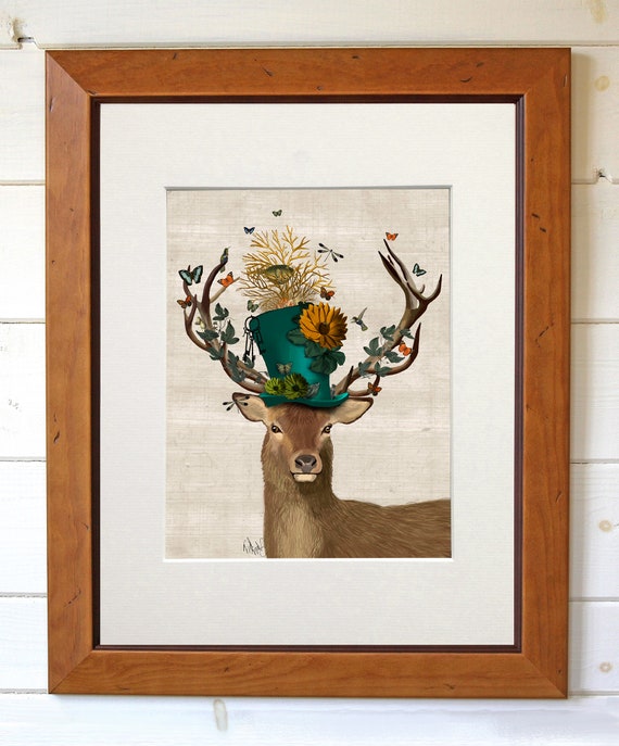 The Mad Hatter Deer Print Alice in Wonderland Decor Deer Illustration Stag Print Stag Painting Deer Wall Art Print Stag Wall Art Whimsical Etsy Canada