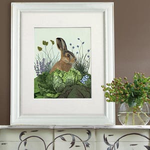 Cabbage Patch Rabbit Art Print: Woodland Creature Wall Decor