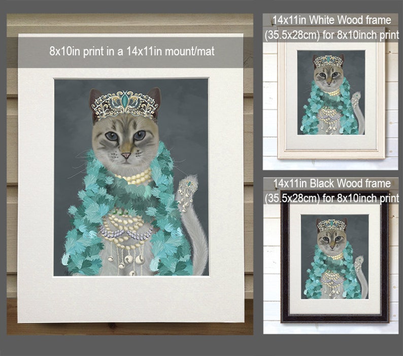 Grey cat with bells full Funny cat Cat decor Cat lady gift ideas Cat mommy Cat poster art Posh cat Cat gift items Cat wall art canvas
