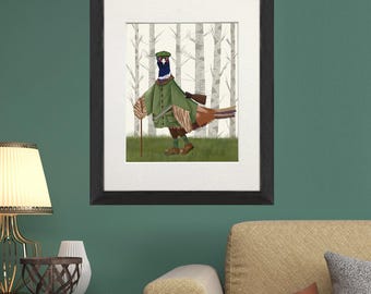 Pheasant shooting party 6, Gamekeeper gift, Game bird print, Bird hunting, Framed art, Farmhouse decor, Cottage decor, Canvas art print