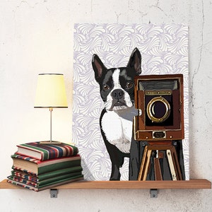 Boston Terrier Photographer Digital Print Dog Print
