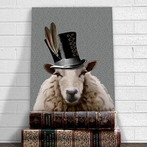 Sheep art print Steampunk Sheep  Top Hat Art Print Poster Acrylic Painting Mixed Media Poster Wall Art Wall Hanging Wall Decor