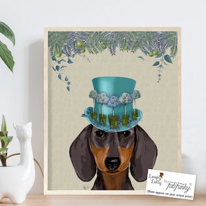 Dachshund Art Print - Milliners Dog -  Dachshund painting Dachshund decor dog lover gift girlfriend doxie print wiener dog art wiener gift