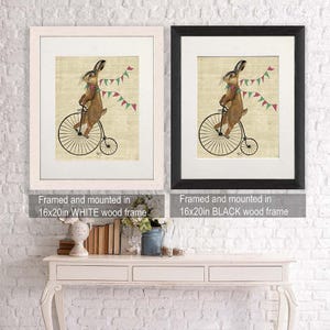 Impression d'art Lapin sur Penny Farthing – Décoration de chambre de bébé fantaisiste image 4