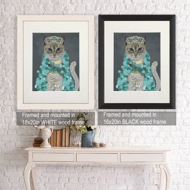 Grey cat with bells full Funny cat Cat decor Cat lady gift ideas Cat mommy Cat poster art Posh cat Cat gift items Cat wall art canvas