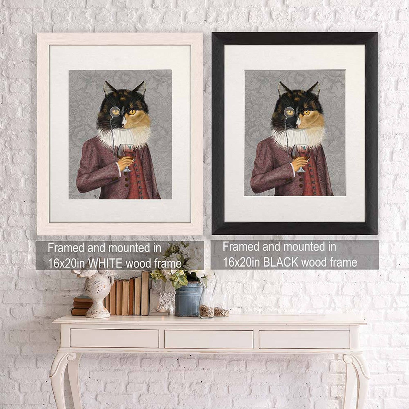 Calico Cat and Brandy Glass Cat Wall Decor Cat Painting Cat Etsy