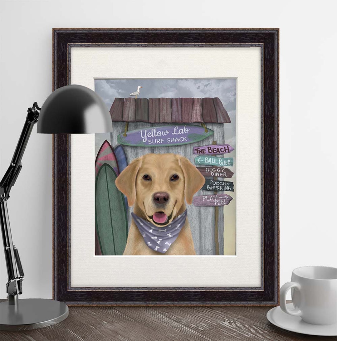 Labrador Retriever Yellow Lab Wall Art Labrador Yellow Surf Etsy