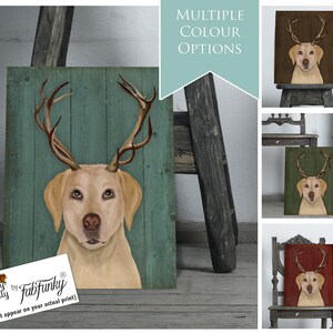 Labrador retriever print - Antlers 2 - Yellow labrador retriever gift retriever picture labrador picture dog gift idea funny dog art
