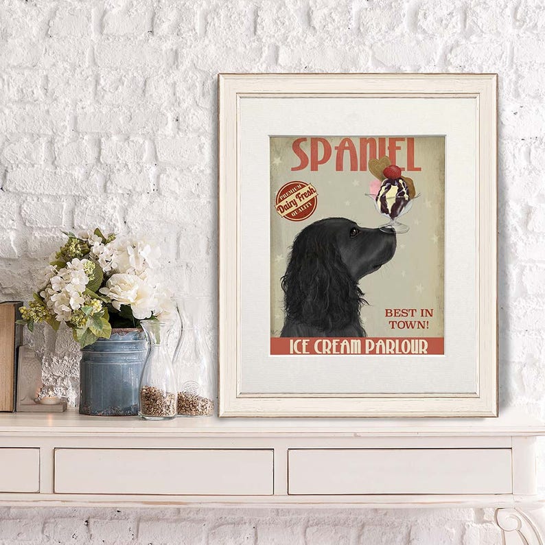 Cocker Dog Decor Cocker Spaniel Black Ice Cream Dog Cocker Etsy