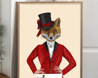 Lady Fox Hunter Giclée Art Print – Equestrian Fox Portrait