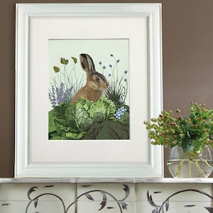 Bunny decor - Cabbage patch rabbit 3  - Art print rabbit Woodland nursery Woodland baby shower Forest animals Woodland theme Hare print