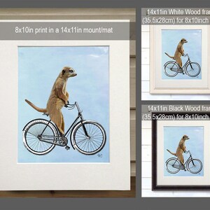 Konsttryck med surikat på cykel – Nyckfull cykelposter bild 2