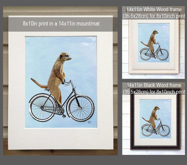 Konsttryck med surikat på cykel – Nyckfull cykelposter bild 2
