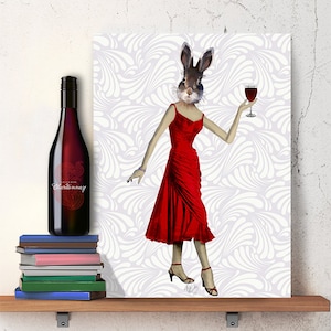 Rabbit Art print - gift for wine lover gift anniversary gift for wife gift for mother kitchen poster Funny kitchen art home decor gastronomy