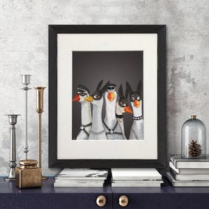 Geese print - Geese guys - geese painting Bird print Goose decor Gay wall art Funny animal art Gift for him Surreal pictures Fantasy poster
